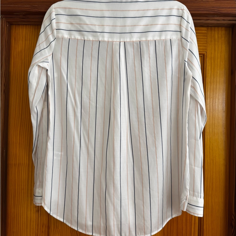 Express White With Pink And Blue Stripes Button Down Shirt - Picture 5 of 6
